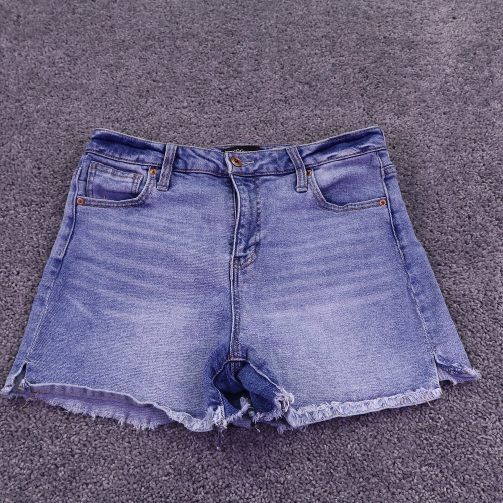 BCBGeneration Jean Shorts Womens 9/29 Blue High Rise Cut Off Frayed Hem Denim
